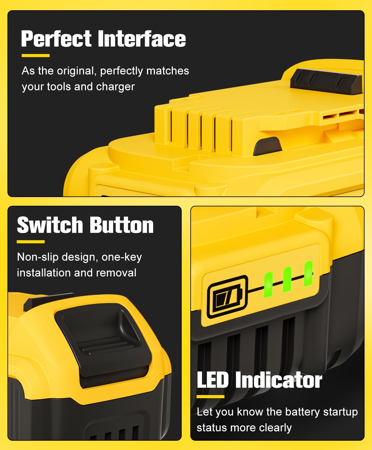 2 Pack 8.0Ah Replacement Battery  for Dewalt 20V Max Batteries DCB200 DCB205-2 DCB206 DCB204 DCB203 DCB208 Compatible with Dewat 20V Cordless Power Tools and Charger