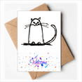 thumbnail image 1 of Curly Cat Sle Sit Line Art Deco Fashion Welcome Back Greeting Cards Envelopes Blank, 1 of 3