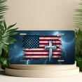 thumbnail image 4 of American Flag with Cross and Lightning Funny Personalized License Plate Rust-proof Stainless Steel Metal License Plate Suitable For Men And Women 12.2" x 6.2", 4 of 6