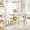 Round Gold Table+Gold-White Chairs, variant on Round Table Set for 4, 36" Tempered Glass Gold Legs Dining Table with Dining Chairs for Dining Room, Kitchen, Meeting Room