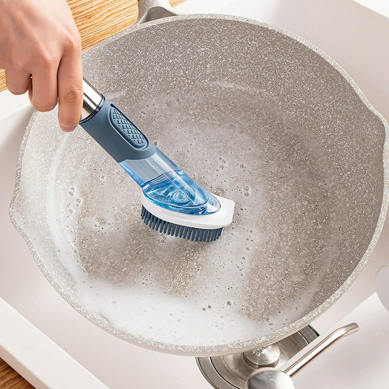 Add Liquid Dishwashing Multifunctional Cleaning Household Kitchen Oily Pot  Washing Brush Sponge Brush Long Handle Cleaning Brush Combination 
