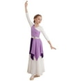 thumbnail image 2 of Miutii Kids Girls Liturgical Praise Lyrical Dance Dress Color Block One Shoulder Worship Church Dress Tunic Dancewear Lavender 12, 2 of 7