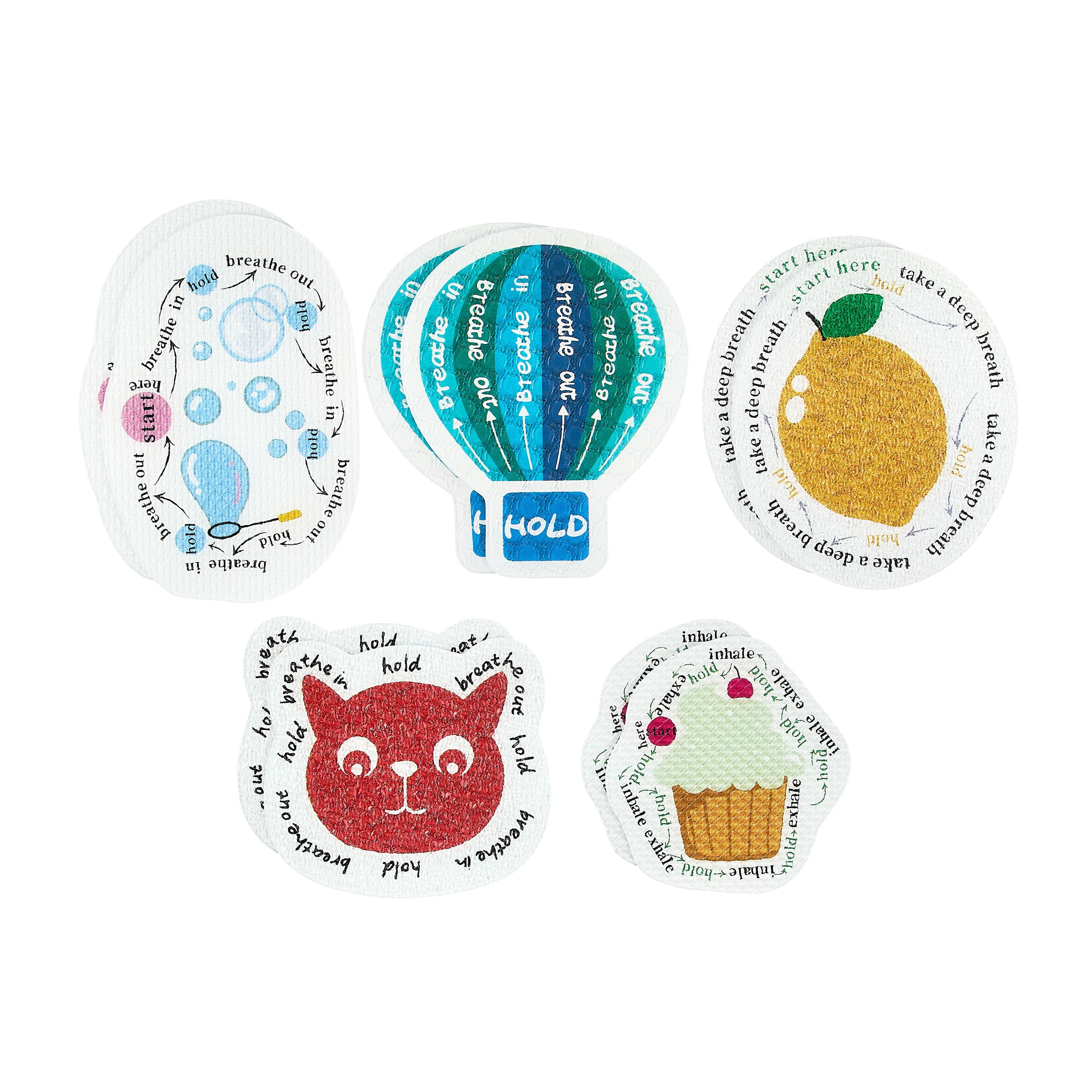 Pen+Gear Calm Sticker Trendy, 10 -Count Sensory Stickers for Anxiety Relief, Pastel Textured Adhesive Sheets, Character Group: Various Patterns.