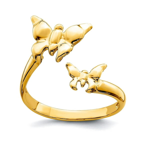 14k Solid Yellow Gold Polished Butterfly Angel Wings toe ring toe ring for Women - 1.3 Grams