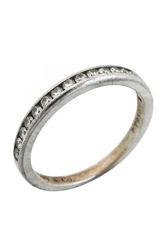 Pre-Owned Tiffany & Co. Channel Setting Half Eternity Ring, Platinum 950, Diamond, Size 7.5,...