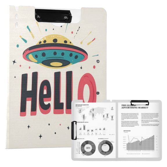 FORMRS A4 Clipboard Folder with Pen Holder Horizontal Foldable School Office Binder, Beige UFO