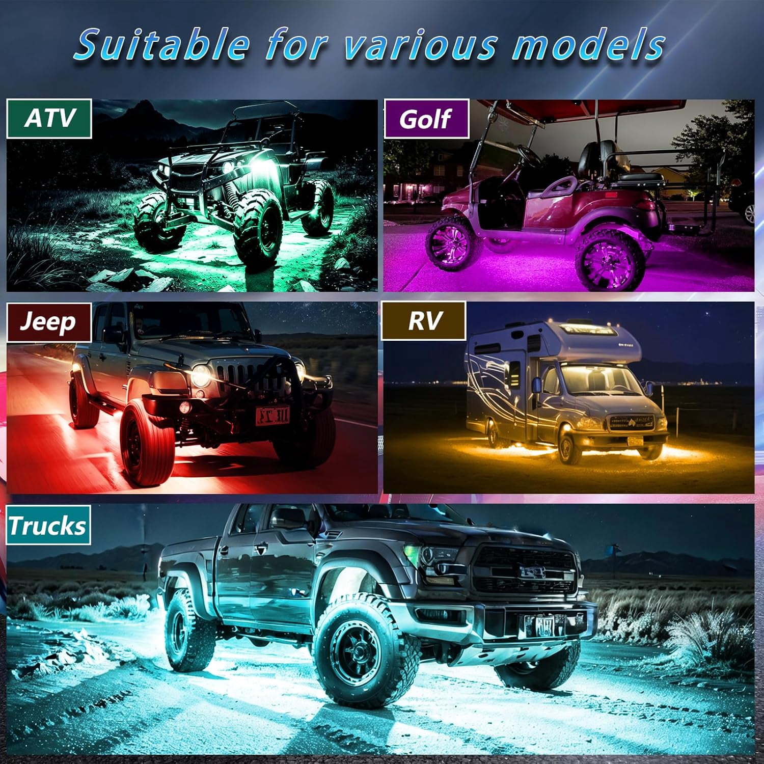 OhhGo 10 Pods RGB LED Rock Light, TSV RGB LED Neon Lights Kit with APP Control Music Mode, Waterproof Multi-Color LED Off-Road Lights for Car, ATV, UTV, SUV, Truck