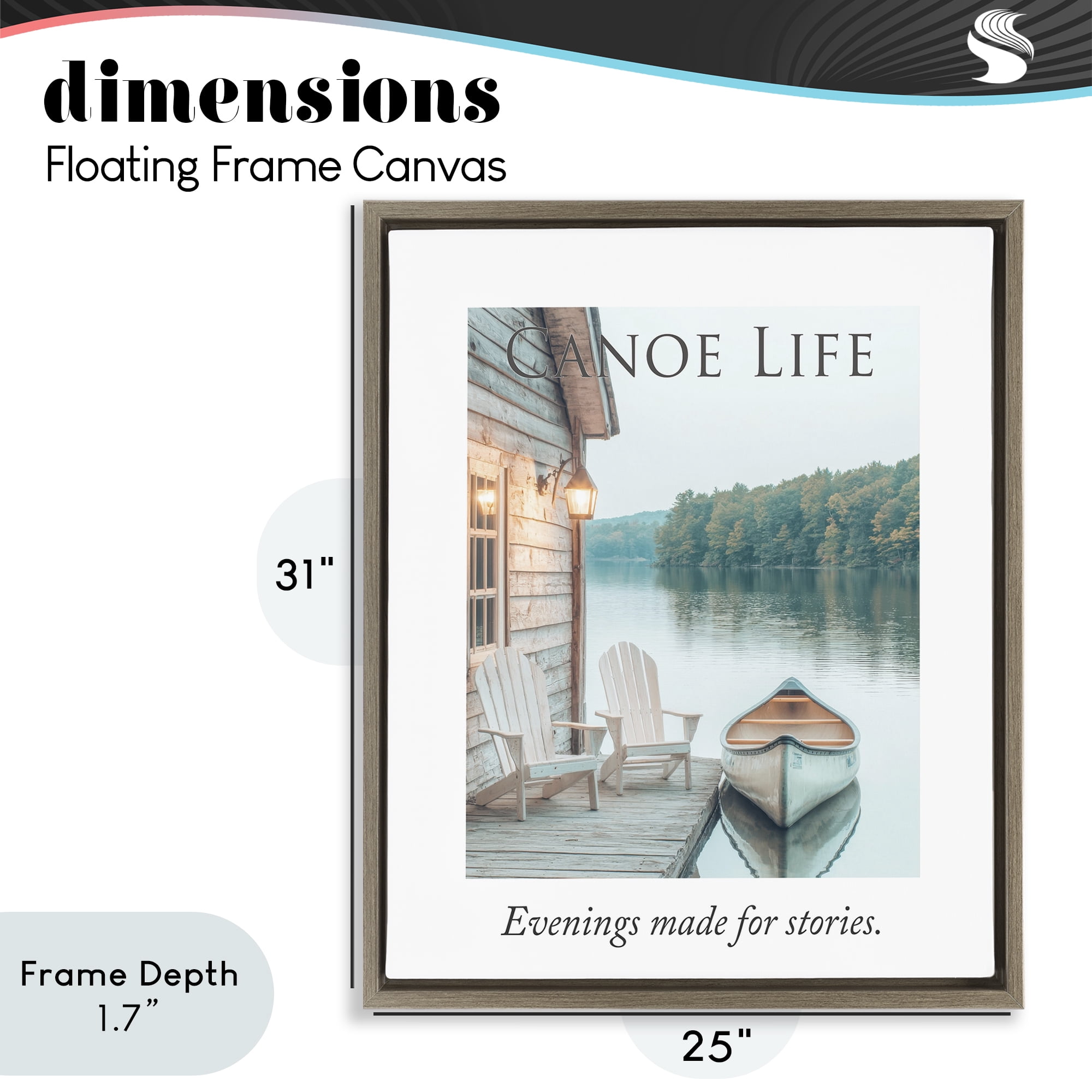 Stupell Industries Canoe Life Quote Brown Framed Floater Canvas Wall Art, design by A Barefoot Stylist