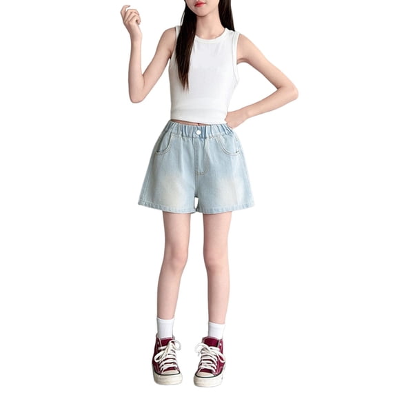 Byoo Teen Boy's Solid Overall Shorts Adjustable Strap Casual Shorts Play Bottoms,Blue