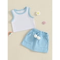 thumbnail image 5 of Toddler Kids Girl Summer Clothes Set 12 18 24 Months 2T 3T 4T 5T Sleeveless Round Neck Tank Tops Plush Ball Skorts Shorts Outfit, 5 of 9