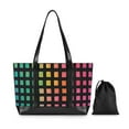thumbnail image 7 of FORMRS Canvas Laptop Tote Bag for Women with 15.6" Computer Compartments Shoulder Handbag, Pink Block Pattern, 7 of 7