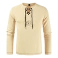 thumbnail image 4 of haxmnou men vintage tunic tops shirt viking lace up jumper blouse size khaki xl, 4 of 4