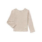easy-peasy Baby and Toddler Girls Long Sleeve Lettuce Edge Top, Sizes 12 Months-5T