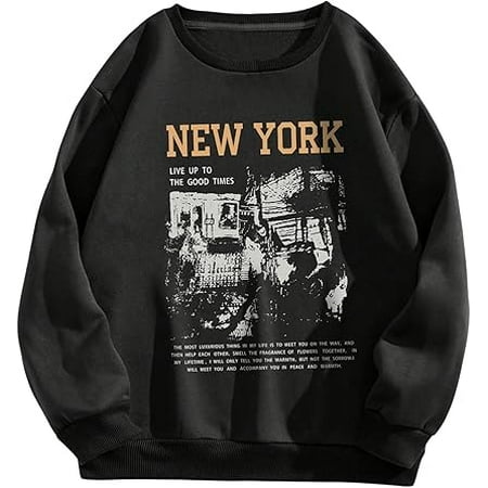 SOLY HUX Women's Sweatshirt Letter Print Graphic Drop Shoulder Long Sleeve Pullover Tops