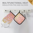 thumbnail image 4 of Yayeee Oven Mitts and Pot Holder Set of 2 Heat Resistant Kitchen Gloves Baking Hot Pad, Gradient Pink Stars, 4 of 5