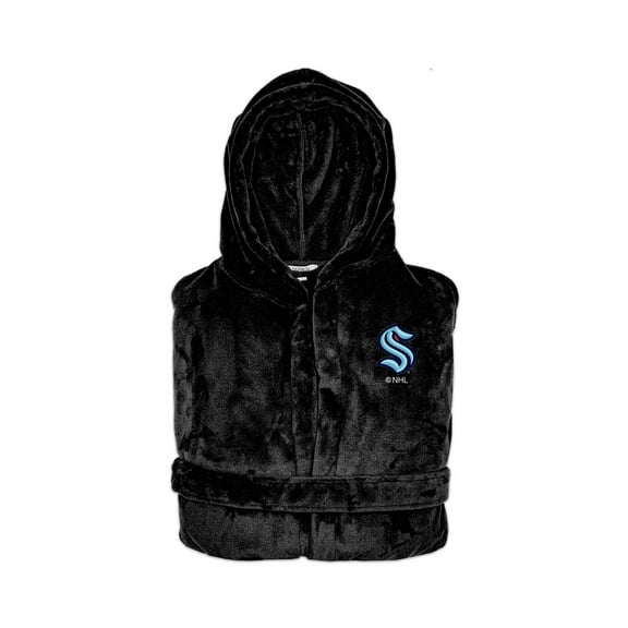 Unisex ISlide Black Seattle Kraken Phantom Hooded Bathrobe