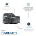 thumbnail image 4 of Miekor Furniture Soft Memory Foam Bean Bag Sofa Chair with Armrest, Modern Living Room Bean Bag, Blue Gray 35251, 4 of 10
