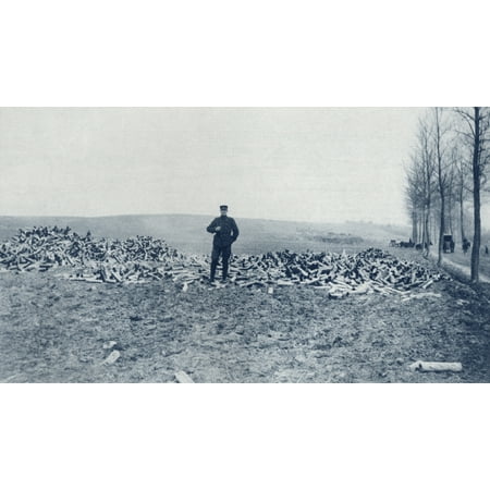 A Days Expenditure Of Shells From A Single French Battery Of 75s During World War I From The Illustrated War News 1915 Canvas Art - Ken Welsh Design Pics (38 x 22)