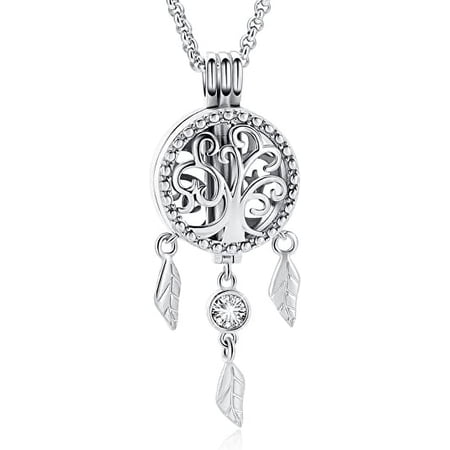 Cremation Jewelry Dream Catcher Urn Pendant Necklaces for Ashes with Hollow Keepsake Tree of Life Memorial Locket Jewelry for Ashes of Loved One