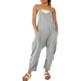 thumbnail image 1 of ORUYROP Combinaison Décontractée Sans Manches pour Femmes avec Poches, Unie, Polyester, Jambe Grand, Taille Unique, 1 of 7