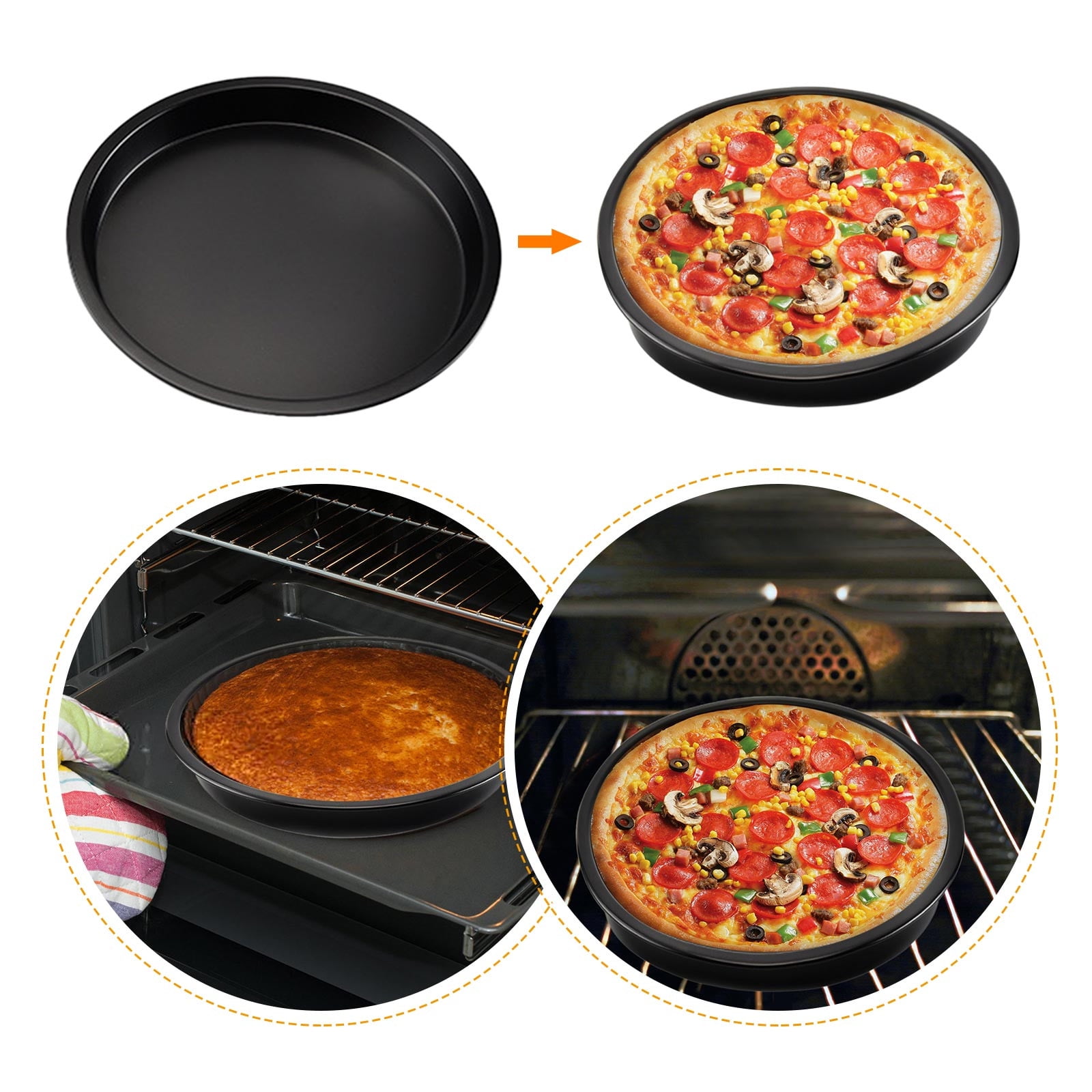 Wefuesd Pizza Pan, 10 Inch Pizza Pan Set Round Pizza Oven Baking Pans Tray Stainless Steel for Home Restaurant Party, Healthy & Heavy Duty, Dishwasher Safe & Easy Clean (Clearance)