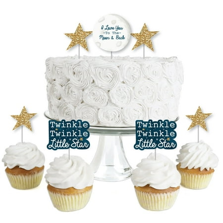 Twinkle Little Star - Dessert Cupcake Toppers - Baby Shower or Birthday Party Clear Treat Picks - Set of 24