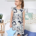 thumbnail image 4 of Fotbe Sea Animal Vestido de Dormir para Niñas de 3 a 10 Años, Mangas Cortas, Estilo Princesa, Pijama Camisón con Mangas Voladas-Small, 4 of 6