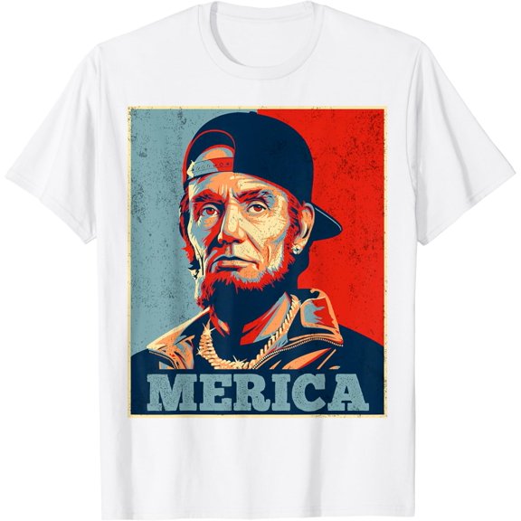 Lincoln 4Th Of July Merica Men Women American Flag T-Shirt