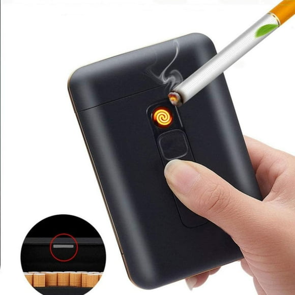 Cigarette Case with USB Lighter Cigarette Box 20pcs 100mm Slim Cigarettes Portable Electronic Lighter Rechargeable Windproof Flameless (Red)