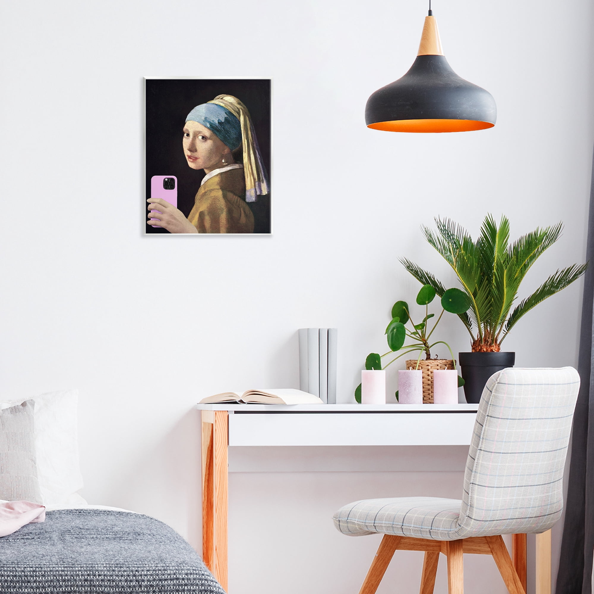 Girl With Pink Phone Funny Wall Plaque Art, design by Masters Redux