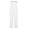 thumbnail image 5 of Usmixi Jumpsuits for Women Dressy Elegant Business off Shoulder Long Jumpsuits Overalls with Belt Summer Sleeveless Tube Top Solid Maxi Formal Rompers White m, 5 of 7