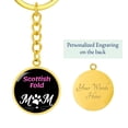 thumbnail image 5 of Scottish Fold Cat Mom Keychain Stainless Steel or 18k Gold Circle Pendant, 5 of 16