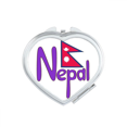 thumbnail image 1 of Nepal National Flag Red Purple Pattern Heart Mirror Travel Magnification Portable Handheld Pocket Makeup, 1 of 3