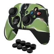 Silicone Case Cover for Xbox Series X/S Controller Skin Shell   8 Pro Thumb Grips Set (Camo Green) Ergonomic Textured Grip Dust Protector Compatible With New Xbox Series S X Controller Accessories