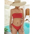 thumbnail image 5 of Scacto Women's Two Piece Swimsuit Bathing Suit Tie Side Ribbed Bandeau Bikini Set Swimwear Shoulders Push-up Bathing Suits, 5 of 6