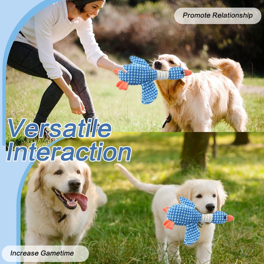 Plush dog toys, upgraded goose bite interactive pet toys, squeaking dog toys, plush dog toys, puppy bite toys,