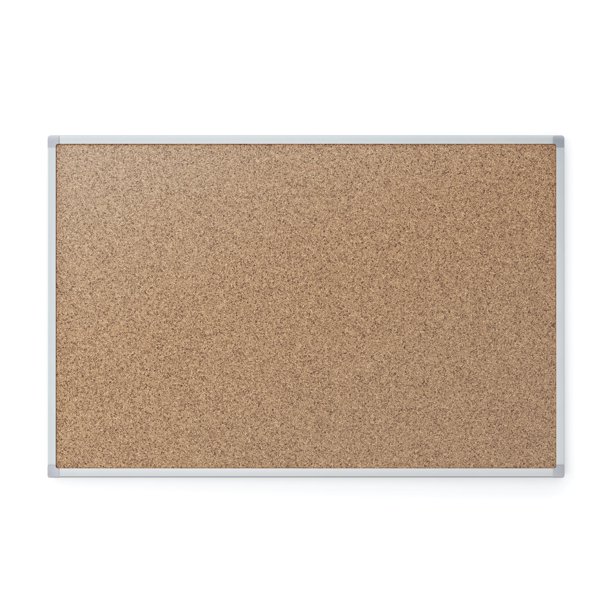 Mead Cork Bulletin Board, Silver Aluminum Frame, 4' x 3', (85362