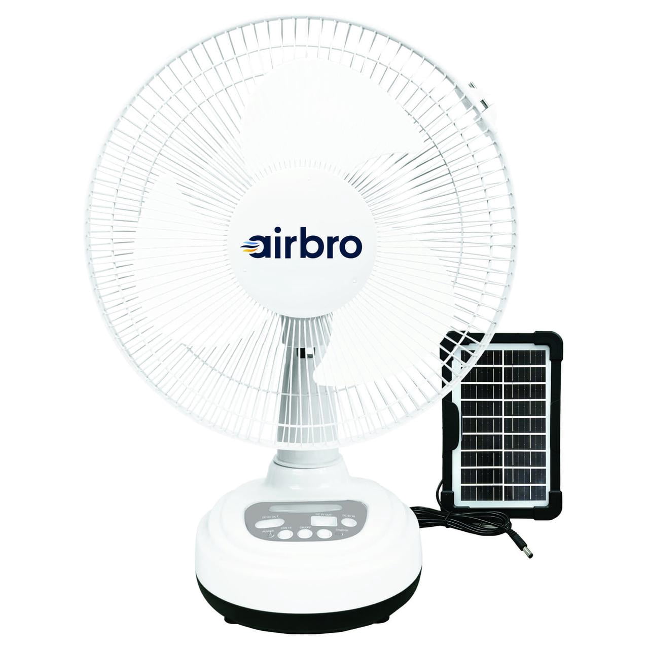 airbro FSA-12 12-In. Rechargeable AC/DC Fan with Solar Charging, FSA-12