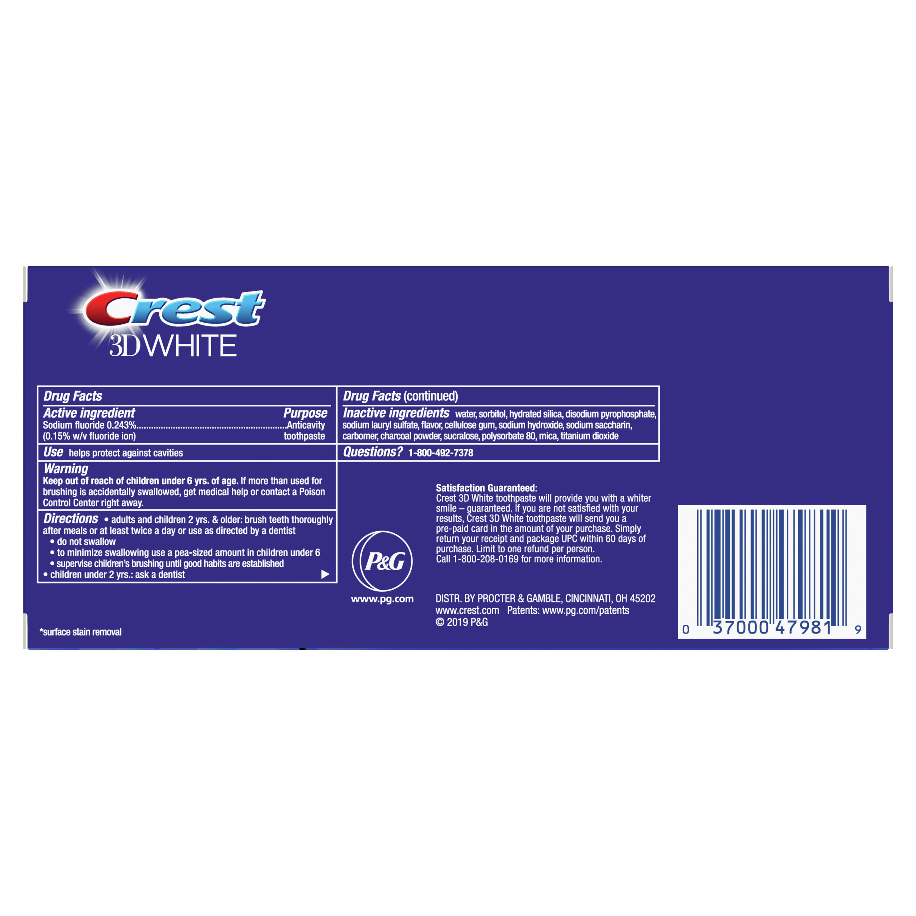 Crest 3D White, Charcoal Whitening Toothpaste, Mint, 4.1 oz, 2 Pk - image 2 of 5