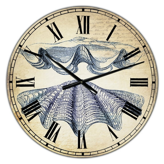Designart Oversized Blue Analog Round Coastal Modern Nautical Wall Clocks, CLM25719-C23