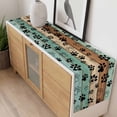 thumbnail image 4 of Teal Blue Brown Table Runner - 48 Inch Long, Kitchen Dining Table Runner Dresser Scarves, Rustic Farmhouse Dog Paw Vintage Farmhouse Decor for Coffee Tables Wedding Party Banquet, 4 of 8