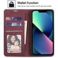 thumbnail image 3 of Premium PU Leather Flip Folio Case for iPhone 13 Pro 6.1 inch, Protective Case with Kickstand Card Slot Holder Hidden Magnetic Closure Shockproof Wallet Cover - Wine Red, 3 of 15