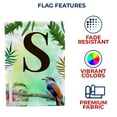 thumbnail image 5 of America Forever Tropical Summer Monogram House Flag Letter S 28 x 40 inches Palm Leaves Hibiscus Coastal Bird Double Sided Vertical Outdoor Yard Lawn Decorative Red Floral House Flag, 5 of 5