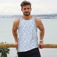 thumbnail image 6 of Pofeuu Gray White Floral Print Men's Workout Tank Tops Sleeveless Muscle Gym Shirt Quick Dry-4X-Large, 6 of 7