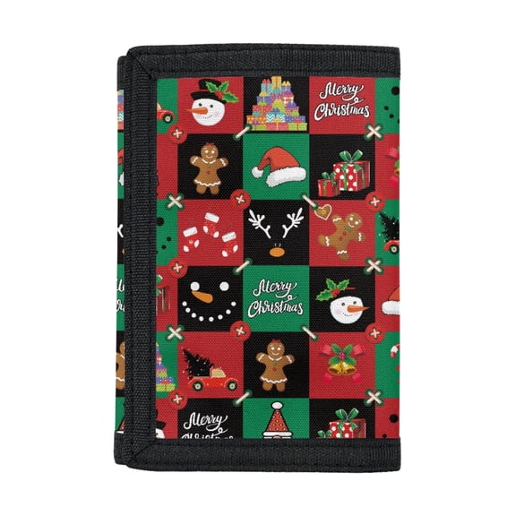 Uourmeti Stretch Polyester Moneybag Organizer with Slim Waterproof Kids Trifold Wallet for Travel, Christmas Holiday Print Children's Wallet