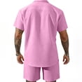 thumbnail image 3 of LWavelet Men's Casual Button Down Shirt and Drawstring Shorts Set Classic Summer Outfit Light pink XL, 3 of 3