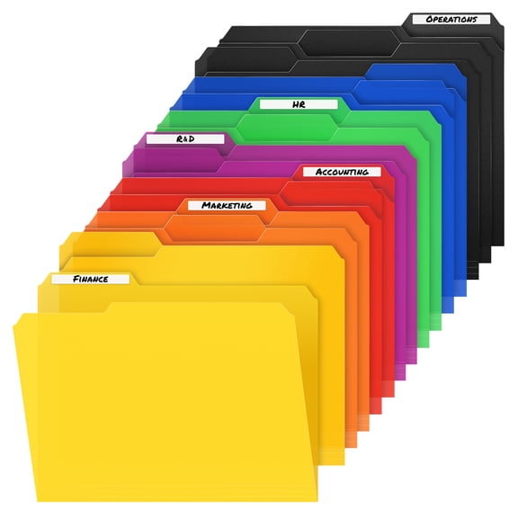 Dunwell Plastic File Folders, Letter Size, Durable Poly, 3-Tab Structure, 15-Pack