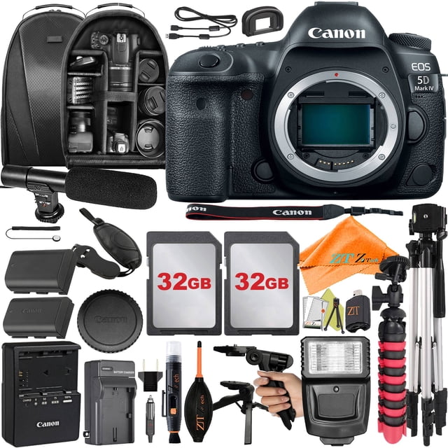 Canon EOS 5D Mark IV Appareil Photo Reflex Numérique (Boîtier Seulement) avec 2 Pcs 32 Go + Étui à Dos + Microphone + Ensemble d'Accessoires ZeeTech