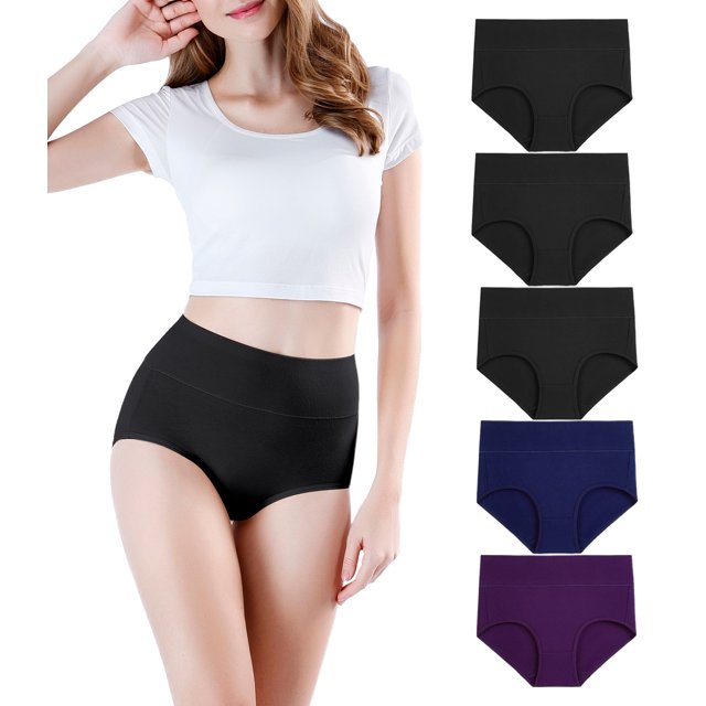 Soft High-Waisted Cotton Panties For Women – 5-Pack Full Coverage Briefs In Assorted Colors