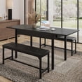 thumbnail image 2 of FiveWillowise 3-Piece Contemporary Steel Extendable Dining Table with Benches, Black, 2 of 8